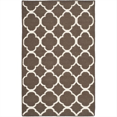 Safavieh 3 X 5 Ft. Rectangle Contemporary Dhurries- Brown And Ivory- Flatweave Rug DHU627C-3